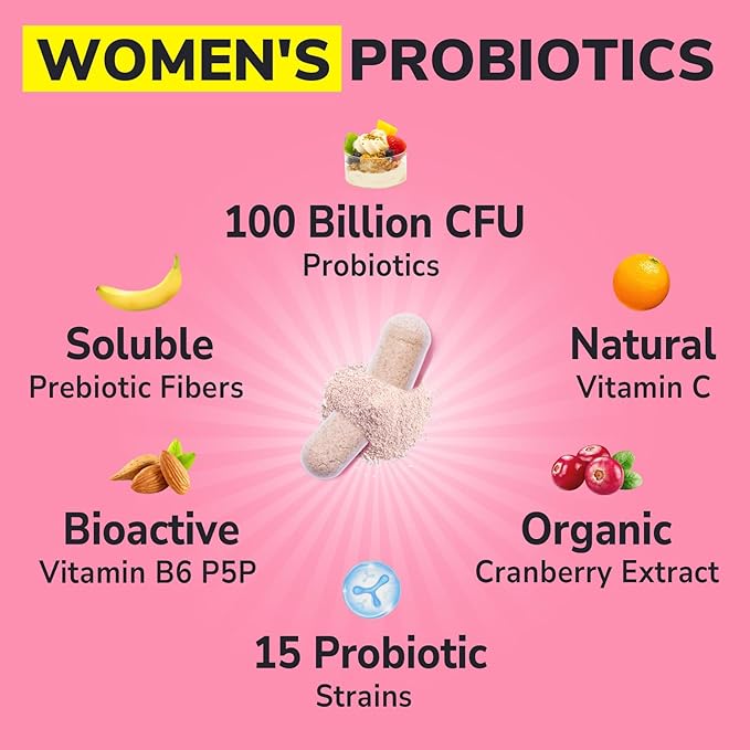 Probiotics for Women 100 Billion CFU 15 Strains 30 Capsules Magnesium Complex with Ashwagandha &amp L-Theanine 120 Capsules