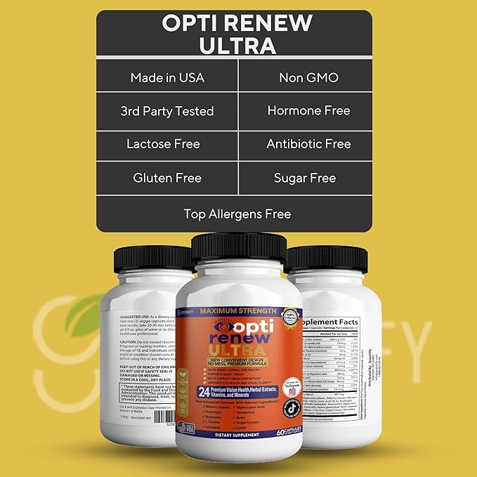 Opti Renew Ultra Maximum Strength Eye Health Supplement 24 Premium Vision Health Herbal Extracts Vitamins and Minerals 60 Capsules (2)