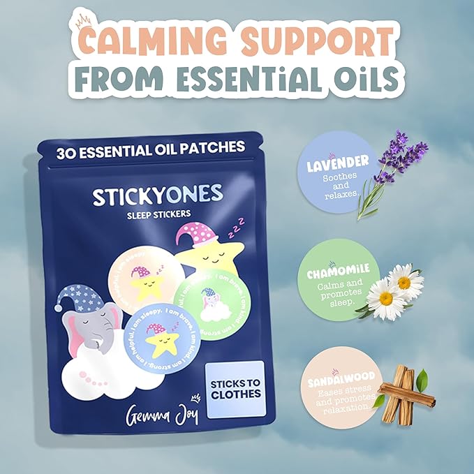 Gemma Joy Sleep Bundle – Baby Sleep Soother Teddy Bear with Cry Activated Heartbeat &amp Kids Sleep Patches (30 Pack) with Sandalwood Chamomile &amp Lavender – Melatonin-Free Sleep Aid