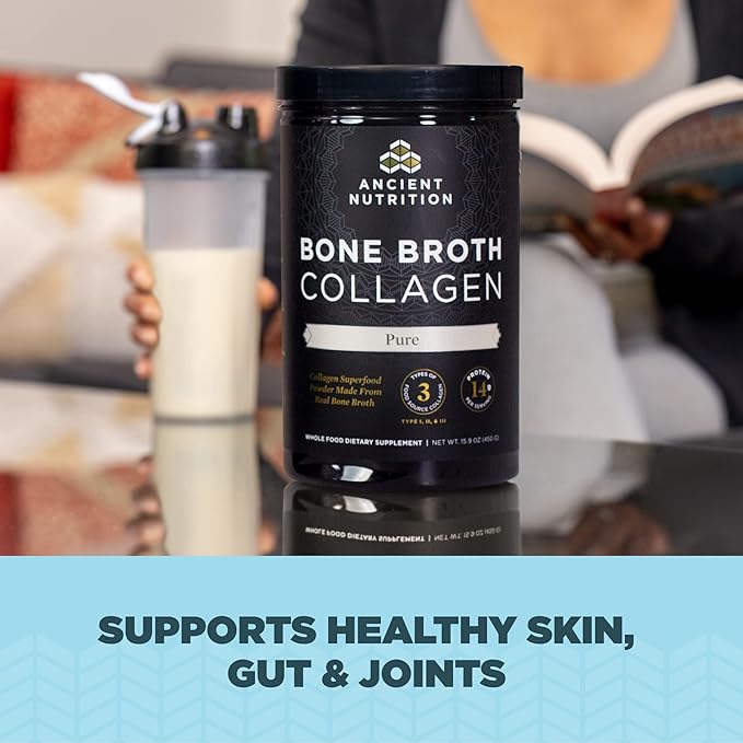 Ancient Nutrition Collagen Powder Bone Broth Collagen Pure Hydrolyzed Multi Collagen Peptides Supports Skin and Nails Joint Supplement 30 Servings 15.9oz