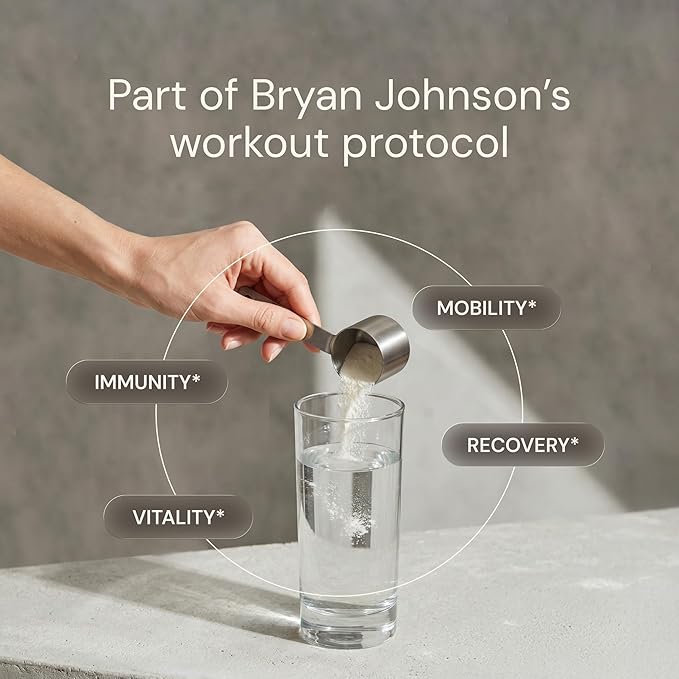 Blueprint Bryan Johnson Hydrolyzed Collagen Peptides Powder – Type I II &amp III Collagen for Women &amp Men – Unflavored Protein Supplement for Hair Skin Nails Joints &amp Cartilage – 20g – 30