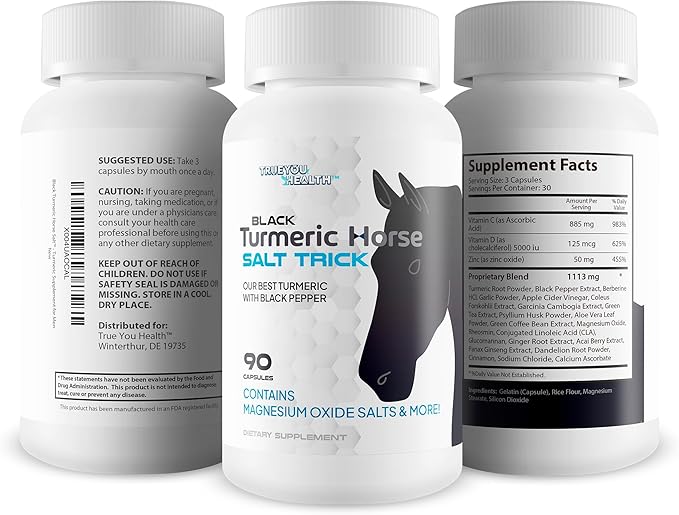 Black Turmeric Horse Salt Trick - Our Best Turmeric with Black Pepper - Ultra High Absorption Natural Formula - Gold Turmeric Curcumin Ginger Supplement - Curcumin Turmiric with Black Pepper