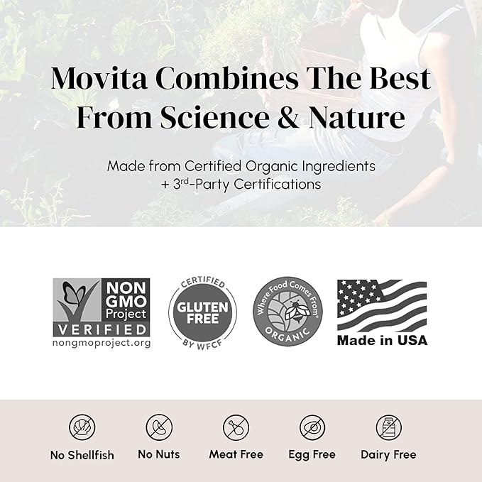 Movita Women’s Daily Multivitamin - Organic Fermented Whole Foods for Enhanced Energy Immunity &amp Vitality - Vegan Gluten-Free Non-GMO - 30-Day Supply (Eco-Friendly Refill Pouch)