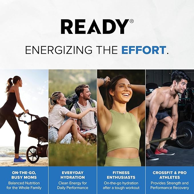 Ready® Clear Protein Water - 20g Whey Protein Isolate Zero Sugar Low-Calorie Sports Drink for Hydration &amp Recovery - Electrolytes Essential Amino Acids - 8CT Total - 4CT Black Cherry x2 16.9 f