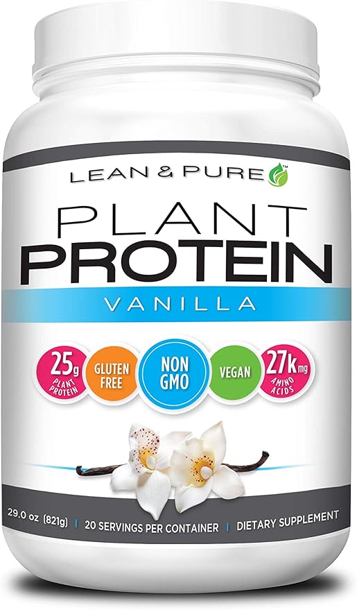 Lean &amp Pure Plant Vegan Protein Powder 25g of Protein Non GMO Gluten Free Vanilla 821g