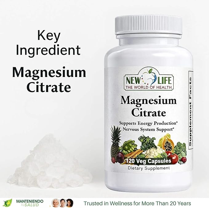 New Life Magnesium Citrate 400mg Nervous Support 120 Veg Capsules 60 Capsules