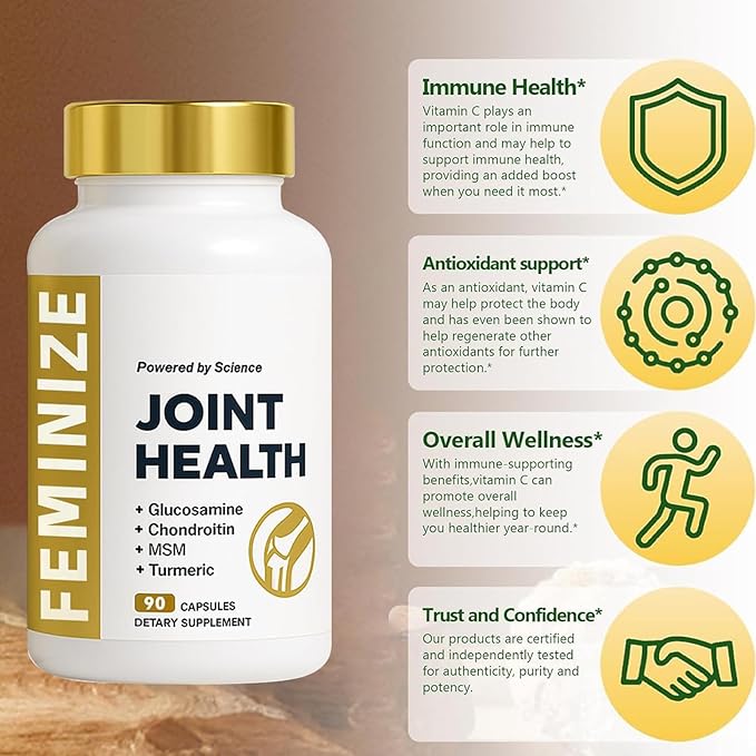 ALLURAJoint Support Supplement for Women and Men – with Glucosamine Chondroitin MSM &amp Turmeric – Promotes Healthy Joint Function &amp Mobility - 90 Capsules (1pcs)