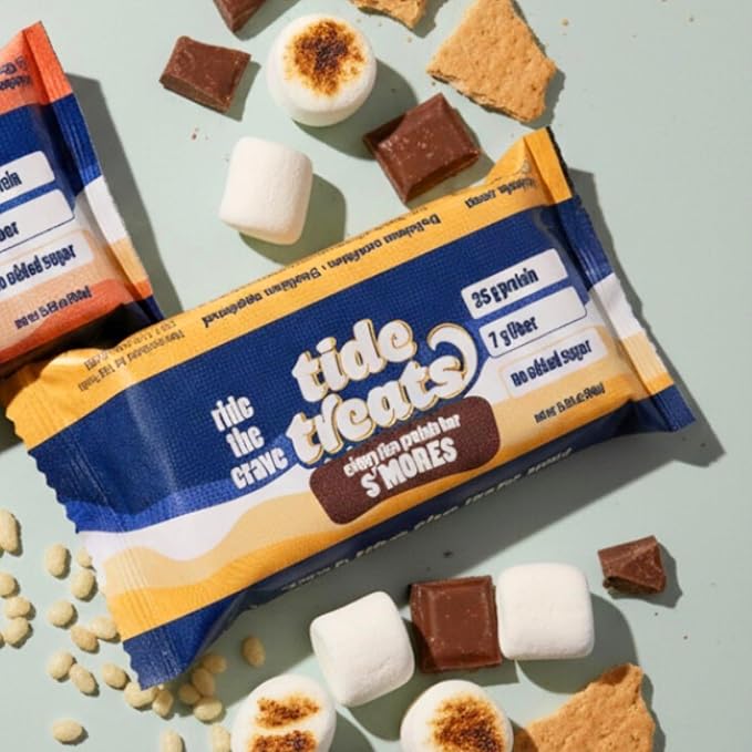 Crispy Rice Protein Bar | 25 g Protein Low Sugar Clean Ingredients 7 g Fiber Gluten Free | High Protein Snack for On-the-Go Post-Workout or Dessert Cravings | 8 Count (S'mores)