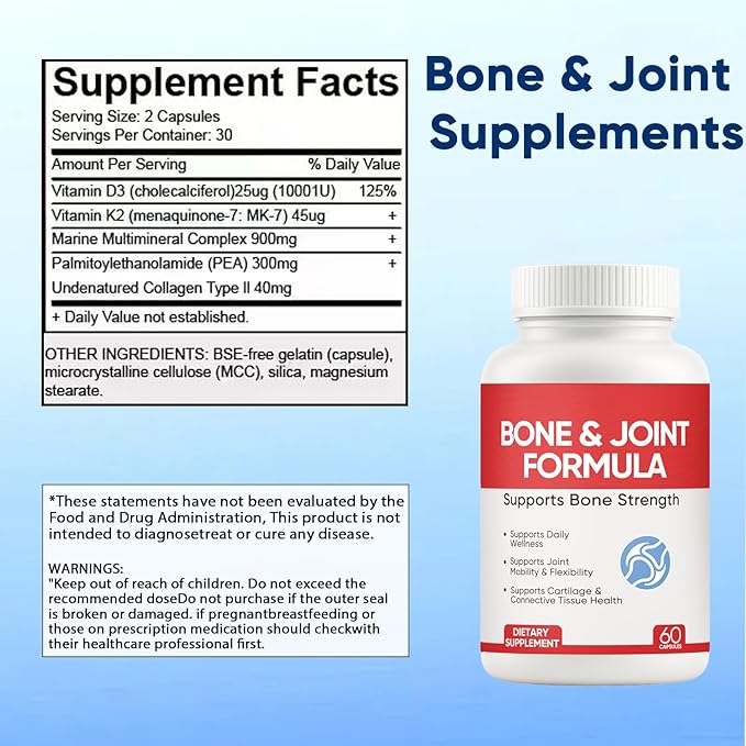 Shield Bone and Joint Formula - Enhanced Bone Support &amp Bone Health Supplement with Vitamin D3 &amp K2 60 Capsules (1)