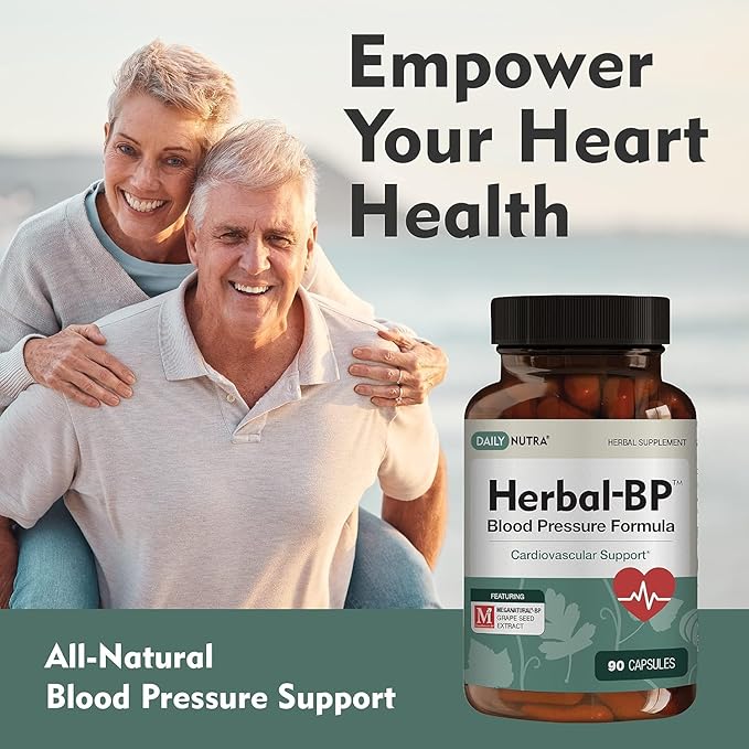 Herbal-BP Natural Blood Pressure Supplement - Supports Circulatory Health | Featuring Grape Seed Extract Garlic Hawthorn Olive Leaf &amp Ashwagandha for Long-Term Support (3-Pack)