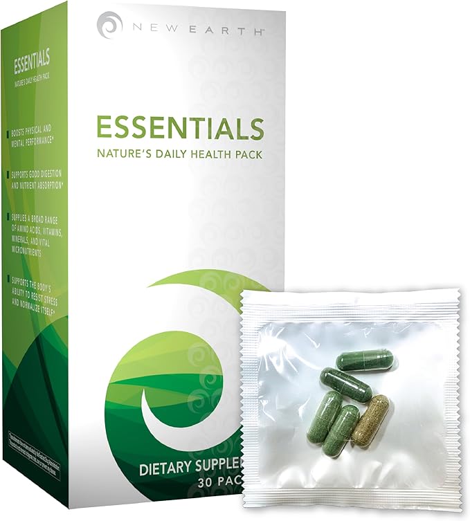 New Earth Essentials Daily Gut Health Packets | Probiotics Digestive Enzymes &amp Organic Wild Microalage | 5-Capsule Daily Packs | 30-Day Supply | Vegan &amp Non-GMO