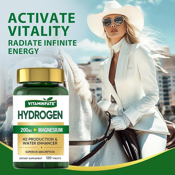 Hydrogen Water Tablets with Magnesium &amp Electrolytes 120 Tablets | H2 Molecular Hydrogen Supplement to Support Energy Brain Health Metabolism &amp Healthy Aging