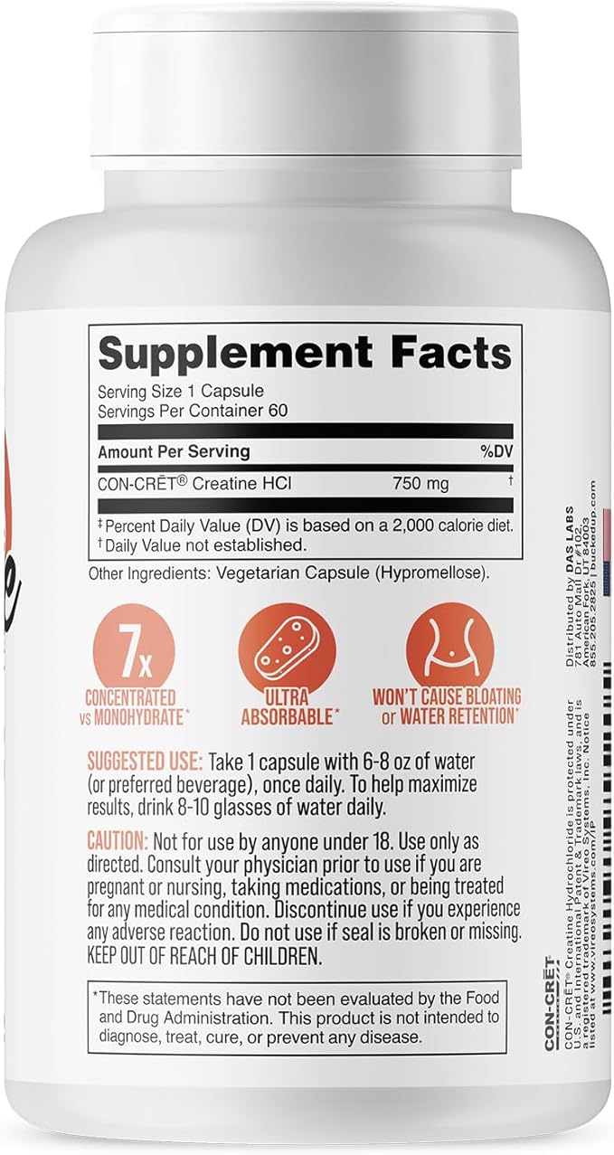 Bucked Up Babe Creatine Creatine HCL Capsules for Women 750mg Serving - 60 Servings (60 Capsules)