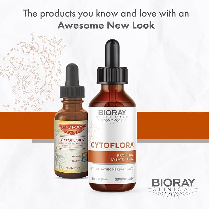 BIORAY Clinical CytoFlora - 4 fl oz - Probiotic Immunity Tonic - Improves Bowel &amp Gut Function - Non-GMO Vegetarian Gluten Free