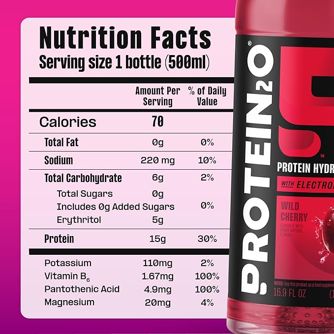 Protein2o Hydration Drink - 2-in-1 Liquid Clear Whey Protein Isolate and Electrolyte Drink - 15g Protein Vitamins B5 B6 - Post-Workout Recovery - 16.9 Fl Oz - Flavor Fusion Variety(Pack of 24)