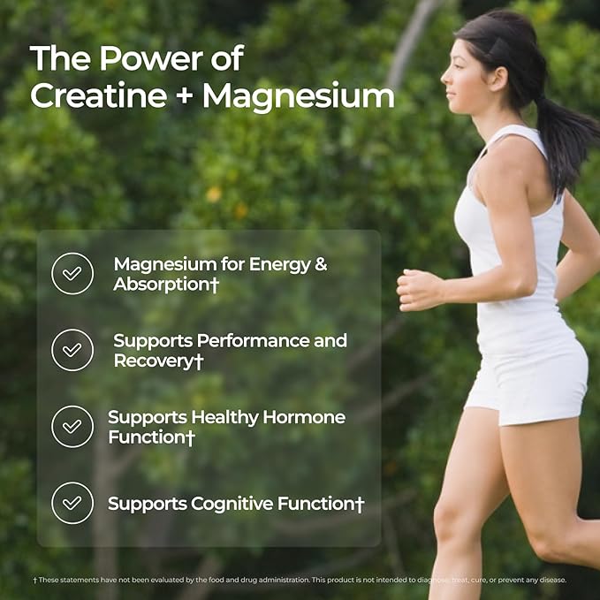 Livingood Daily Creatine + Magnesium Powder Unflavored | 5g Micronized Creatine Monohydrate with Magnesium for Energy Muscle Recovery &amp Performance | 30 Servings