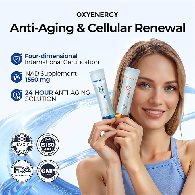 OxyEnergy NAD Supplement Anti-Aging &amp Cellular Renewal 28 Packets &amp Triple Magnesium Complex Magnesium Glycinate 300mg 90 Capsules