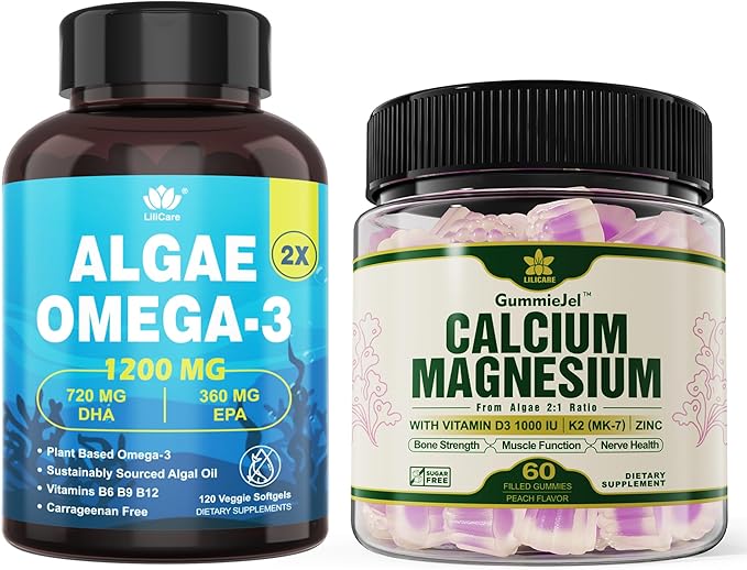 Plant Based Calcium Supplement &amp Plant-Based Algae Omega 3 1200mg Supplement