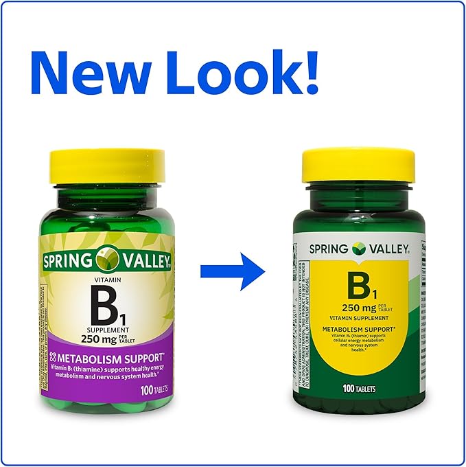 SUREFECT Spring Valley Vitamin B1 (Thiamin) 250 mg - 100 Tablets for Metabolic &amp Nervous Function Organizer