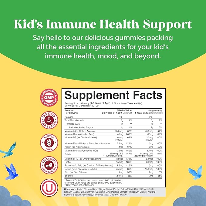 Bundle of Plant Based Kids Multivitamin Gummies with Vitamins A C D3 E B Zinc and DHA Omega 3 Gummies with Vegetarian 6 9 for Vision Brain Immunity Support Non-GMO Gluten Free Gelatin Free Supplement
