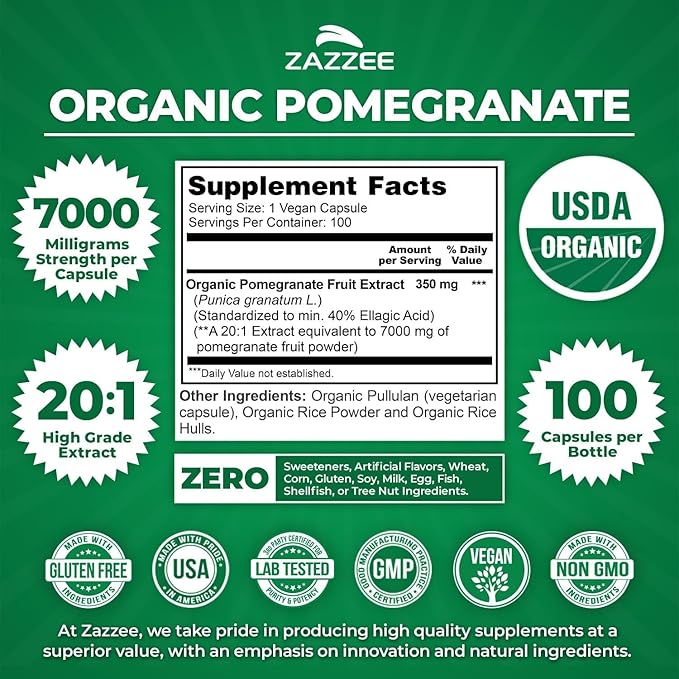 Zazzee Ultimate Anti Aging Antioxidant Bundle | USDA Organic Pomegranate with Polyphenol Rich Blueberry and Super Concentrated Grape Seed Extract Capsules | Non-GMO Vegan &amp ISO Lab Tested
