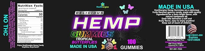 Hemp Gummies for Sleep Deep Calm Night Time-Natural Hempseed Oil Omega Butterflies Gummy Candy-Made in USA-100 Count