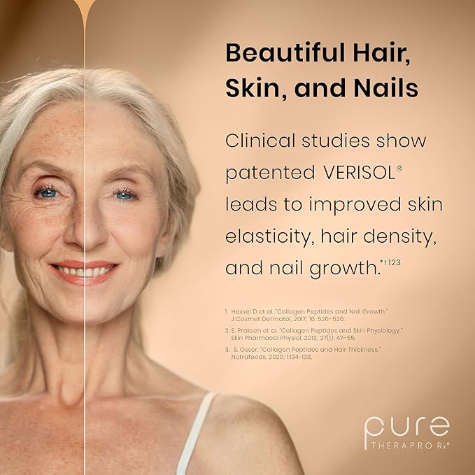 Pure Therapro Rx TriActive Collagen Plus Collagen Powder for Hair Skin Nails Bones &amp Joints Hydrolyzed Collagen Powder w/Patented Peptides Unflavored Multi Collagen Protein Powder 30 Servin