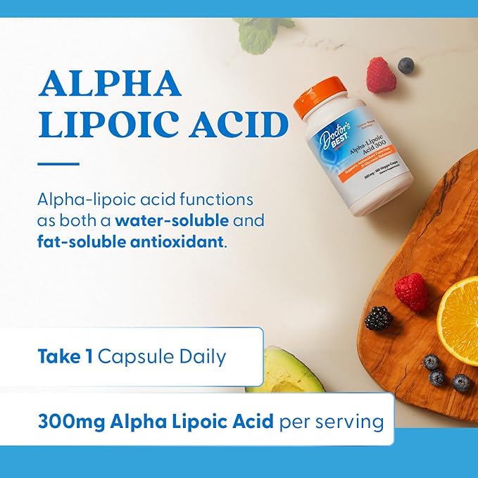 Doctors BEST Alpha-Lipoic Acid 300 Supports Antioxidant Function &amp Glycemic Balance Non-GMO Gluten Free Soy Free Vegan 180 Veggie Caps
