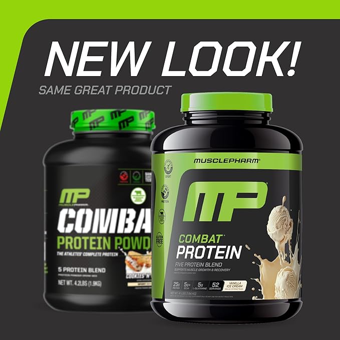 MusclePharm Combat Protein Powder Vanilla Flavor &amp Creatine Monohydrate Powder for Pre Workout Muscle Builder &amp Post Workout Muscle Recovery