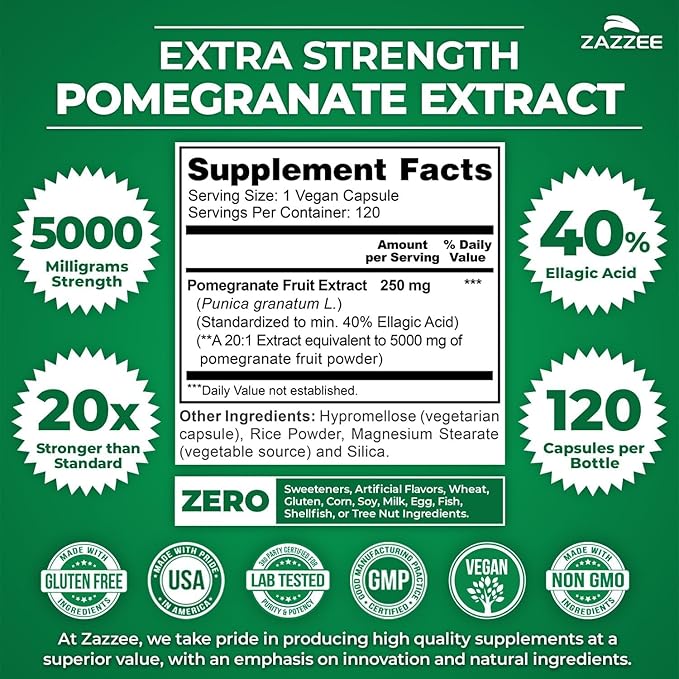 Zazzee Ultimate Anti Aging Antioxidant Bundle | Polyphenol Rich 10:1 Blueberry Extract and Super Concentrated Grape Seed with 20:1 Extra Strength Pomegranate Extract | Non-GMO Vegan &amp ISO Lab Test