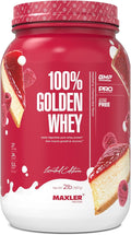 Maxler 100% Golden Whey Protein - 24g of Protein per Serving - Whey Protein Powder for Pre Post Workout - Fast-Absorbing Whey Concentrate Isolate &amp Hydrolysate Blend - Raspberry Cheesecake 2 lb