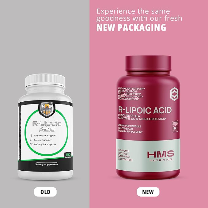 Stabilized R-Lipoic Acid 300mg per Serving — Pure R Alpha Lipoic Acid (R-ALA) High Potency Active R Isomer Antioxidant Nerve &amp Metabolism Support — NSF Certified Non-GMO Vegan 120Capsule
