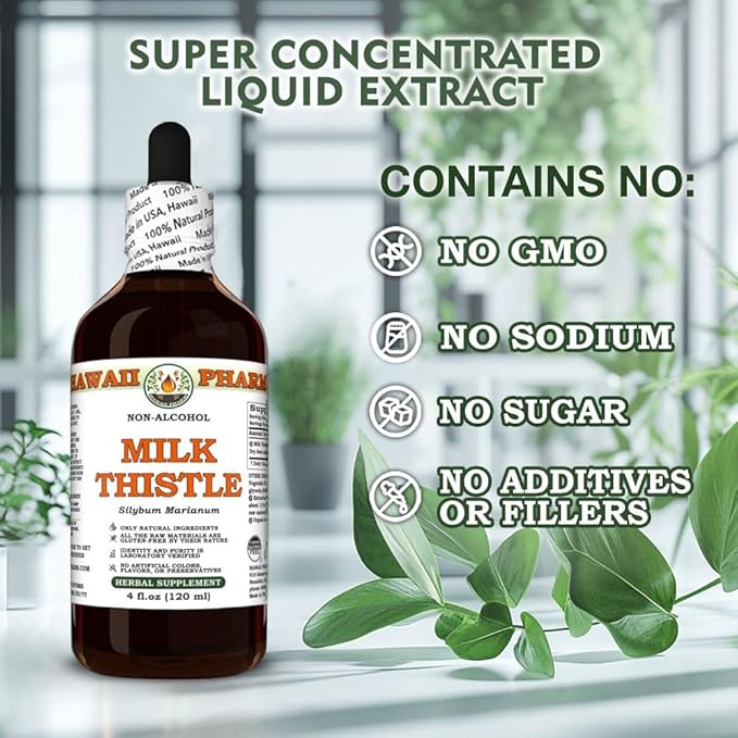 Milk Thistle (Silybum marianum) Dry Seed Glycerite All Natural Vegan Lab Tested Alcohol-Free Liquid Extract - 2 fl.oz