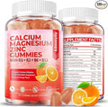 Sugar Free Calcium Magnesium Zinc Supplement Gummies with Vitamin D3 &amp B12 for Women and Men High Absorption Calcium Magnesium Supplement for Immune Support (120 Counts)