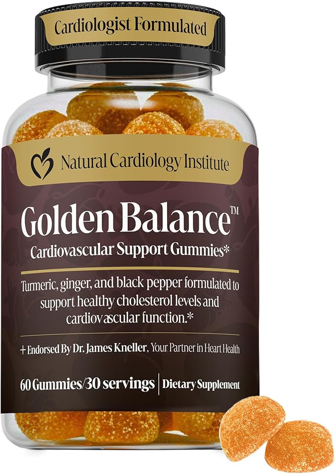 Golden Balance Turmeric Gummies - Turmeric and Ginger Supplement with Black Pepper Extract - High Absorption Turmeric Curcumin Supplement Gummies - Cholesterol Support &amp Heart Health Turmeric Gumm