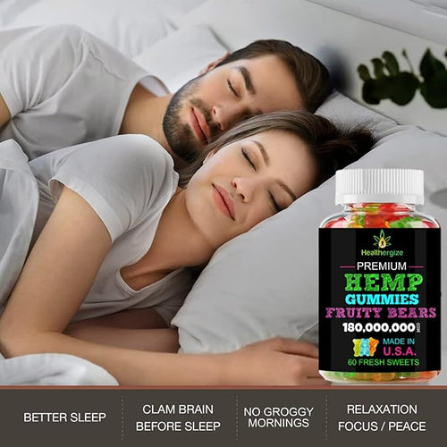2PACK Hemp Gummies Premium Hemp Gummy Bears-for Sleep Calm Relax-Omega Hemp Oil Natural High Potency Hemp Party Edibles-Made in USA