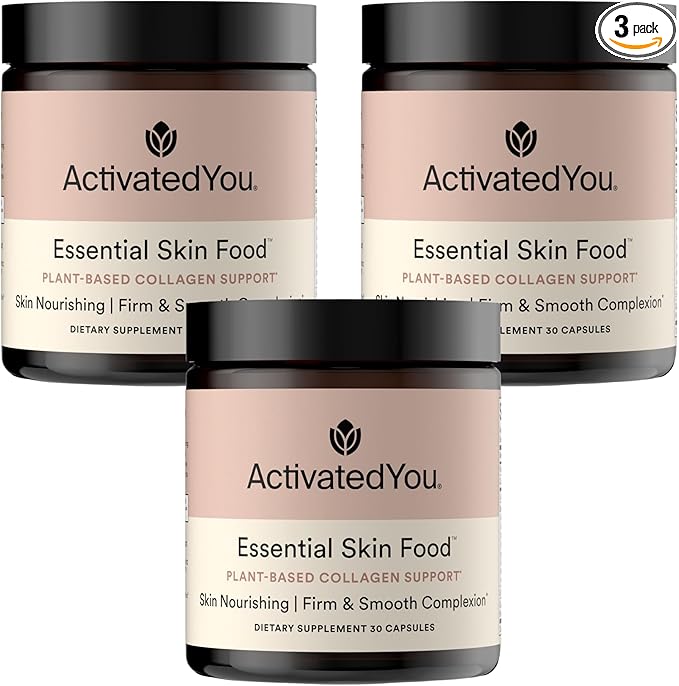 ACTIVATEDYOU Essential Skin Food Advanced Skincare Collagen Elastin Support Supplement for Aging Skin Helps Improve Appearance of Face Texture Sagging w/Dermaval Vitamin C (30 Count (Pack of 3))