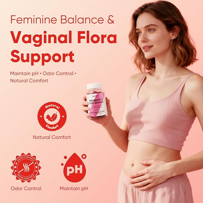 Probiotics for Women Gummies - Multiple Probiotics &amp Red Elm - Supports Gut Flora Feminine Health &amp Immune Function - 60 Active Daily Gummies (3PCS)