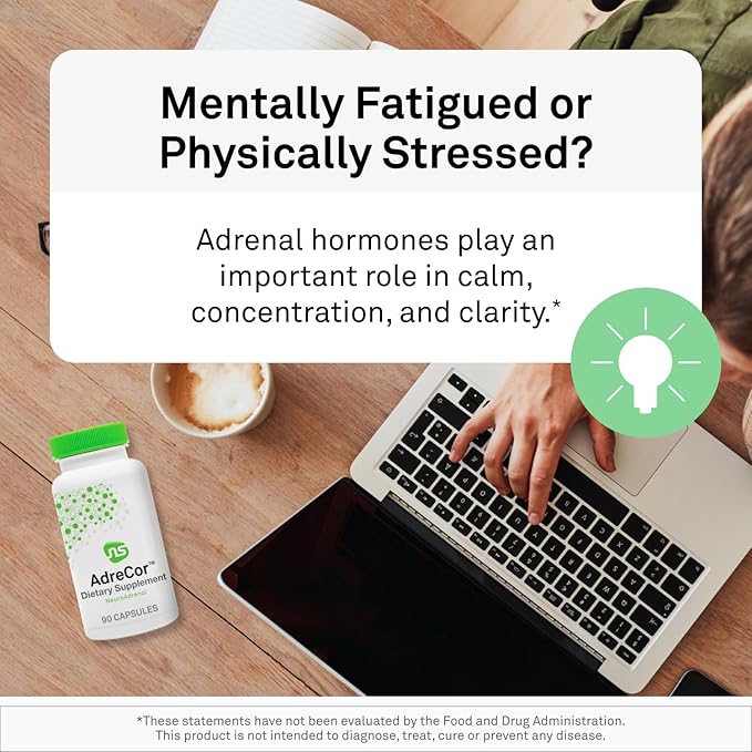 Neuroscience AdreCor - Adrenal Support Supplements with Rhodiola L-Tyrosine B Vitamins &amp Magnesium - Cortisol Detox for Women &amp Men for Stress Fatigue and Energy Support (180 ct)