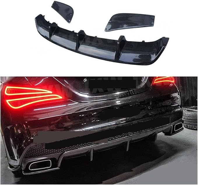Carbon Fiber/FRP Three Piece Set Rear Bumper Compatible for Mercedes Benz CLA W117 CLA180 CLA200 CLA250 CLA45 AMG Rear Diffuser 2013-2018 (Color : 3PCS FRP Primer)
