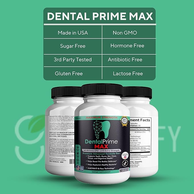 DentalPrime MAX Probiotic Supplement 40 Billion CFU MAKTREK Bi-Pass Technology 60 Capsules 30-Day Supply (5)