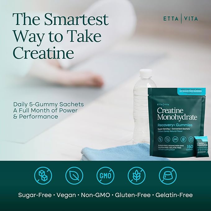 Sugar-Free Creatine Monohydrate Gummies (5g Per Packet) - Potent Creatine Gummies for Men &amp Women Supplement for Muscle Support Cognitive Function - Non-GMO Gluten-Free Mucuna Pruriens