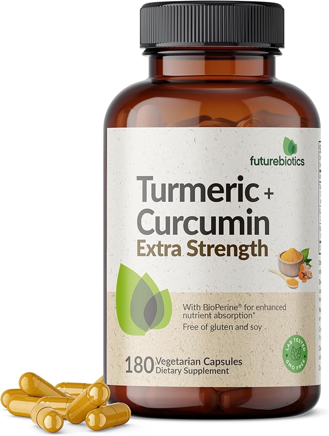 Futurebiotics Turmeric + Curcumin Antioxidant Joint &amp Digestion Support with BioPerine for Enhanced Nutrient Absorption Non-GMO 180 Vegetarian Capsules