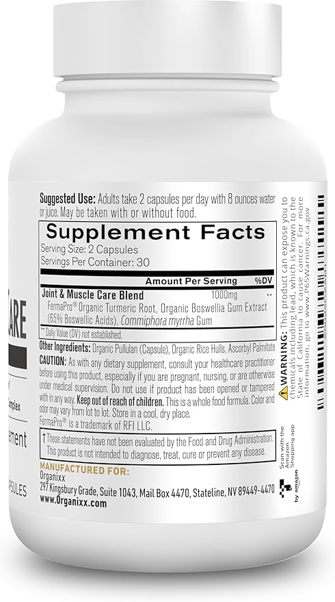 Organixx Clean Sourced Collagens (20 Serv) &amp Joint &amp Muscle Care (60 Caps) Bundle Collagen Protein plus Organic Turmeric Frankincense &amp Myrrh Supports Joint Skin Hair &amp Immune Hea