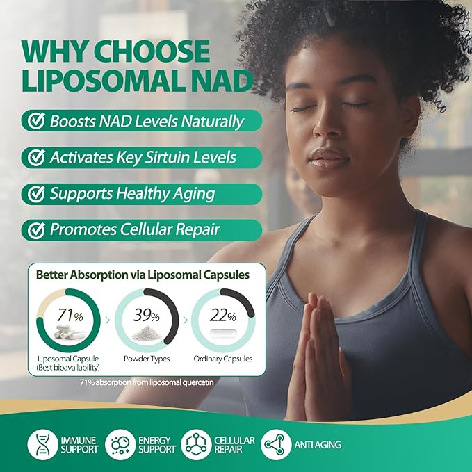 NAD Supplement NAD Nicotinamide Riboside Resveratrol 900mg Liposomal NAD Supplements for Women &amp Man High Purity NMNH Supplement Alternative for Anti-Aging Energy Focus - 2Pcs