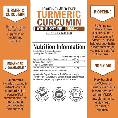 40 Billion CFU Daily Probiotic Supplement (1 Month Supply) Plus Turmeric Curcumin with Black Pepper Extract 1500mg Complex (1 Month Supply)