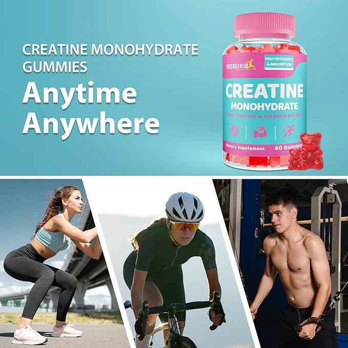 Creatine for Women 120 Counts Creatine Monohydrate Gummies - No Bloating - Creatine Pre and Post Workout Chewables Supplement with Taurine &amp B6 - for Recovery Strength Energy &amp Booty Perfo