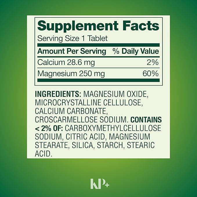 KP+ Magnesium Oxide 250 mg | Bone Muscle &amp Nerve Support | 250 Tablets | Dietary Supplement | Pack of 1