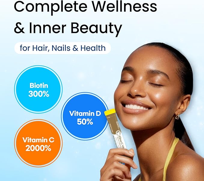 DONGKOOK Vita Pop 2000mg Vitamin C Vitamin D &amp Biotin Powder Stick Sugar Free Korean Vitamin C Supplement Multivitamin Immune Support Antioxidants for Healthy Skin Non-GMO Lemon Drink Mix 100 Pa