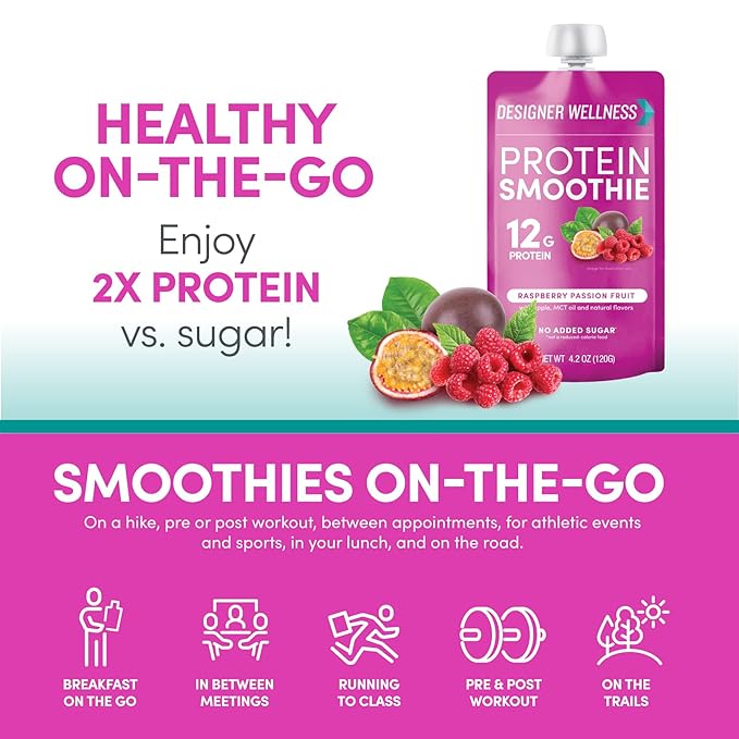 Designer Wellness Protein Smoothies Super Fruits Variety Pack &amp Raspberry Passion Fruit Bundle